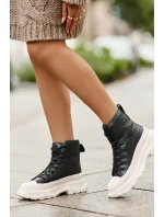 Kožené Zateplené Tenisky Na Masivní Platformě Big Star Černé