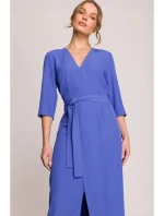 Šaty se zavinovacími detaily S396 modré - Stylove