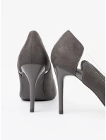 Trendy  lodičky dámské šedo-stříbrné na jehlovém podpatku