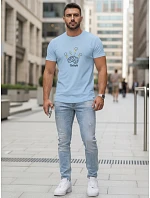 Pánské bavlněné tričko s originálním potiskem, světle modré, FashionStreet NX0149R Pánské bavlněné tričko s originálním potiskem, světle modré, FashionStreet NX0149R