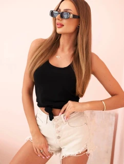 Dámská tílko z bavlny s kulatým výstřihem černá