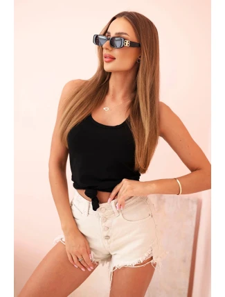 Dámská tílko z bavlny s kulatým výstřihem černá