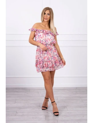 Šaty s pruhy v pase v pudrově růžové barvě Šaty s pruhy v pase v pudrově růžové barvě