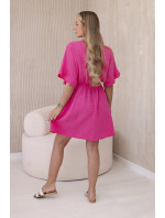 Mušelínové šaty s pasem růžový