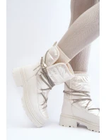 Dámské bílé zimní boty s ozdobným šněrováním Rilana
