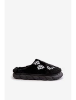 Dámské Fleece Pantofle S Nášivkami A Mašlí Černé Linnorelia