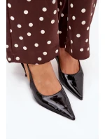 Lakované Lodičky Na Podpatku S Odkrytou Patou Černé Talira