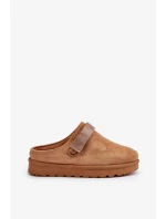 Dámské Zateplené Pantofle s Kožešinou na Platformě Camel Azida