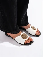 Exkluzívní dámské nazouváky bílé bez podpatku Exkluzívní dámské nazouváky bílé bez podpatku