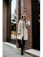 632-1 Ležérní kabát s kapsami a kapucí - béžový