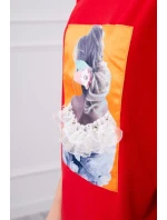 Halenka s 3D grafikou, krajková červená