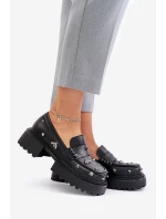 Kožené Dámské Polobotky S Ozdobami D&A MR880-102 Černé