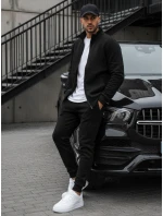 Pánská mikina na zip bez kapuce černá BX4110