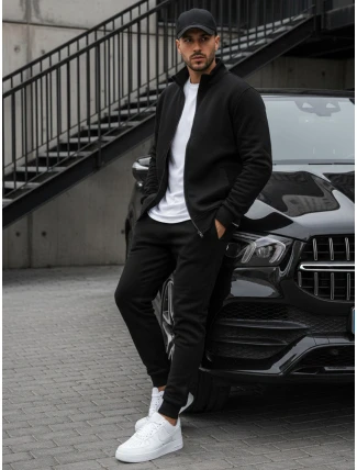 Pánská mikina na zip bez kapuce černá BX4110