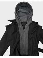 Klasický trenčkot s odnímatelnou kapucí Goodlookin black (T2-2252#-1)