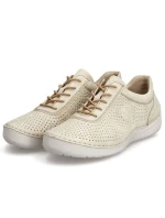 Dámské perforované béžové kožené polobotky Rieker 52546-60 Dámské perforované béžové kožené polobotky Rieker 52546-60