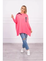 Oversize mikina s asymetrickými boky růžová neonová Oversize mikina s asymetrickými boky růžová neonová
