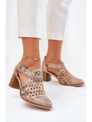 Dámské kožené perforované boty Maciejka 04962-43 béžovo-zlaté