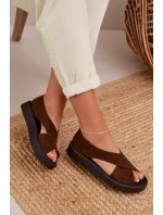 Dámské sandály Zazoo 3196 z přírodního semiše hnědé