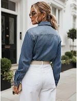 Dámská džínová košile s knoflíky, tmavě modrá, FashionStreet DY0491