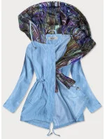 Světle modrá/vícebarevná dámská bunda s ozdobnou kapucí (YR2022)