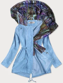 Světle modrá/vícebarevná dámská bunda s ozdobnou kapucí (YR2022)