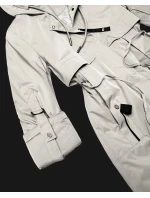 Prosta kurtka damska z podwijanymi rękawami Goodlookin jasny beżowy (B8556-26)