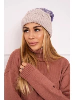 Fleecová čepice Alice K248 béžová+fialová