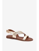 Dámské kožené sandály na plochém podpatku Zazoo 3688 zlaté