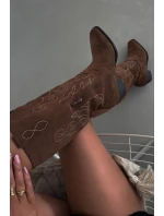 Semišové Dámské Kopytové Boty Na Podpatku Hnědé Karira Semišové Dámské Kopytové Boty Na Podpatku Hnědé Karira