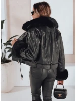 Dámská kožená bunda s kožešinou černá FashionStreet TY5209