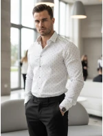 Pánská bílá vzorovaná košile slim fit FashionStreet DX2697