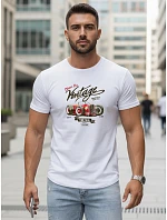 Pánské bavlněné tričko s retro potiskem bílé FashionStreet NX5094R Pánské bavlněné tričko s retro potiskem bílé FashionStreet NX5094R