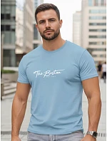 Pánské bavlněné tričko s potiskem „The Boston“, modré, FashionStreet NX5129R