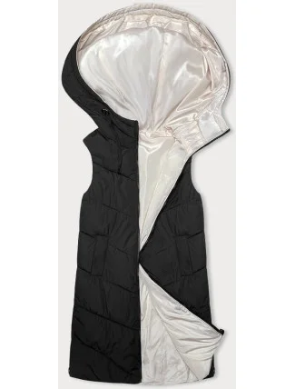 Černo-ecru dlouhá dámská oboustranná vesta (V771) Černo-ecru dlouhá dámská oboustranná vesta (V771)