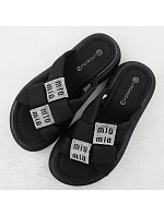 Dámské žabky na platformě se zirkony černé Potocki 16347