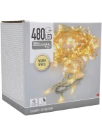 VÁNOČNÍ STROMEK SVĚTELNÝ ŘETĚZ 480 VEDL ČASOVAČ TEPLÁ BÍLÁ PRŮHLEDNÝ DRÁT