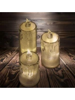 DEKORATIVNÍ SVÍČKA 3 KS TRANSPARENTNÍ TEPLÁ BÍLÁ 1 LED