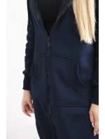 Zateplená dlouhá mikina s kapucí v barvě námořnická modř Zateplená dlouhá mikina s kapucí v barvě námořnická modř