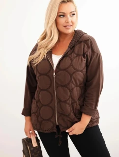 Dámská mikina Plus Size rozepínací na zip hnědá