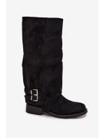 Zateplené dámské kozačky s klipsy černé Umbria