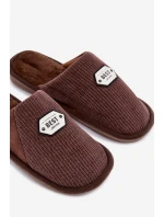 Pánské pantofle s nášivkou hnědé Presine Pánské pantofle s nášivkou hnědé Presine
