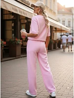 Dámská tepláková souprava s krátkým rukávem růžová FashionStreet AY1168 Dámská tepláková souprava s krátkým rukávem růžová FashionStreet AY1168