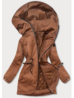 Dámská bunda v karamelové barvě s kapucí (B8105-12)