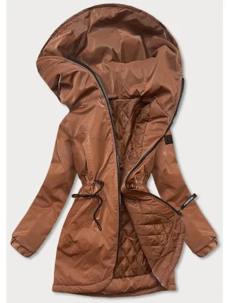Dámská bunda v karamelové barvě s kapucí (B8105-12) Dámská bunda v karamelové barvě s kapucí (B8105-12)
