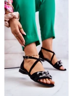 Dámské semišové sandály s řetízkem Laura Messi 2365 Černá Dámské semišové sandály s řetízkem Laura Messi 2365 Černá