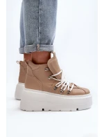 Zazoo 3416 Kožené Dámské Sportovní Boty Beige