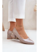 Kožené lodičky Lewski 3118 Tmavě béžové