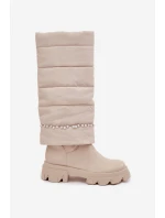 Dámské zimní kozačky s korálky světlá béžová Irvette