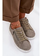 Dámské semišové polobotky se zipem tmavě zelené Cemela